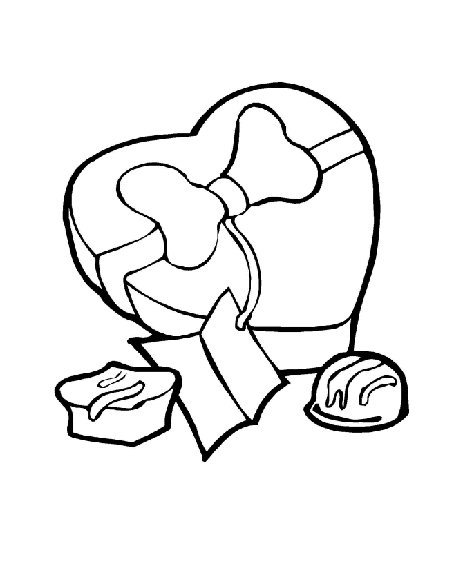 Heart Chocoate Box Coloring Page