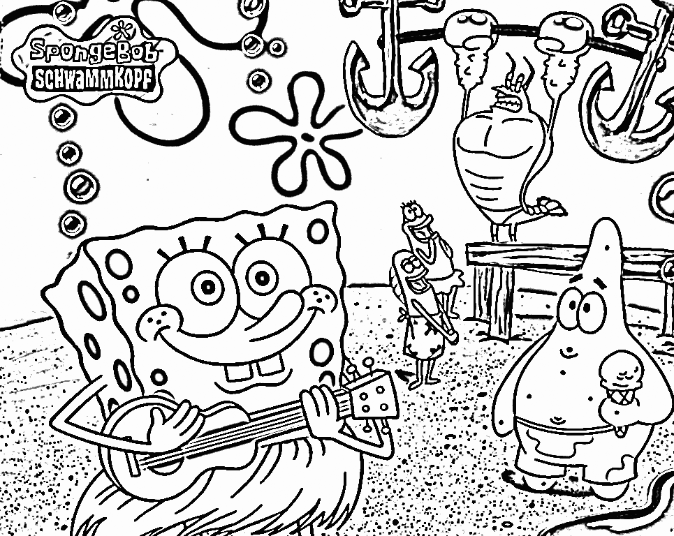 Hula Party Spongebob And Patrick Coloring Page