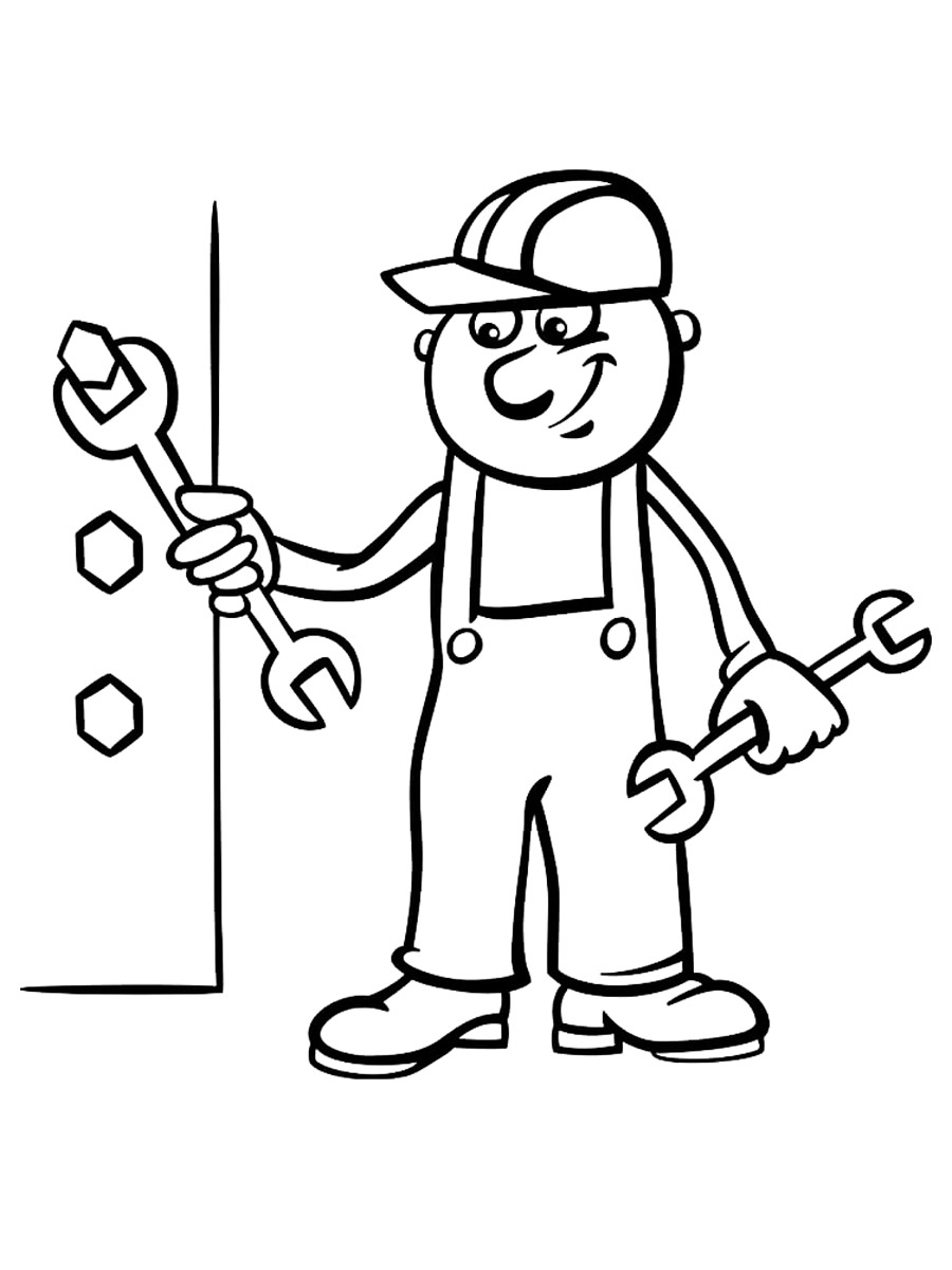 Mechanic Wrench Coloring Pages
