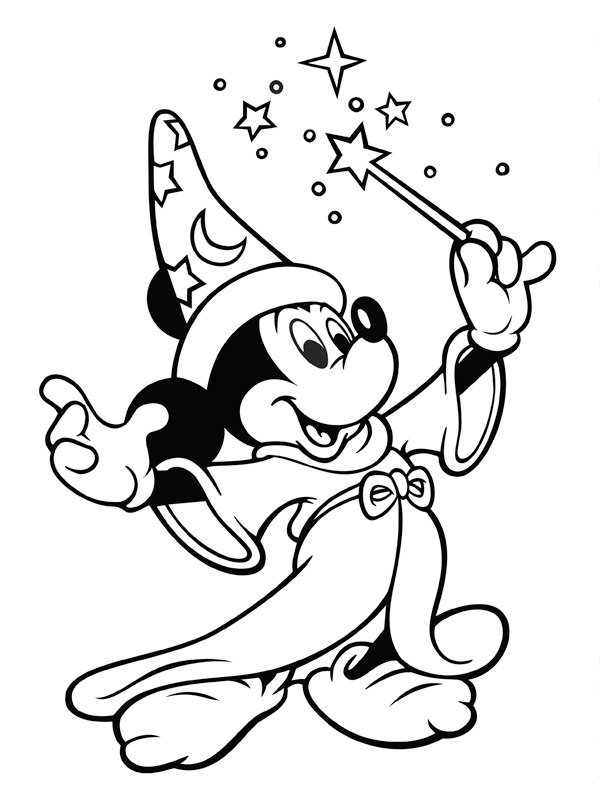 Mickey Doing Magic Fantasia Coloring Pages