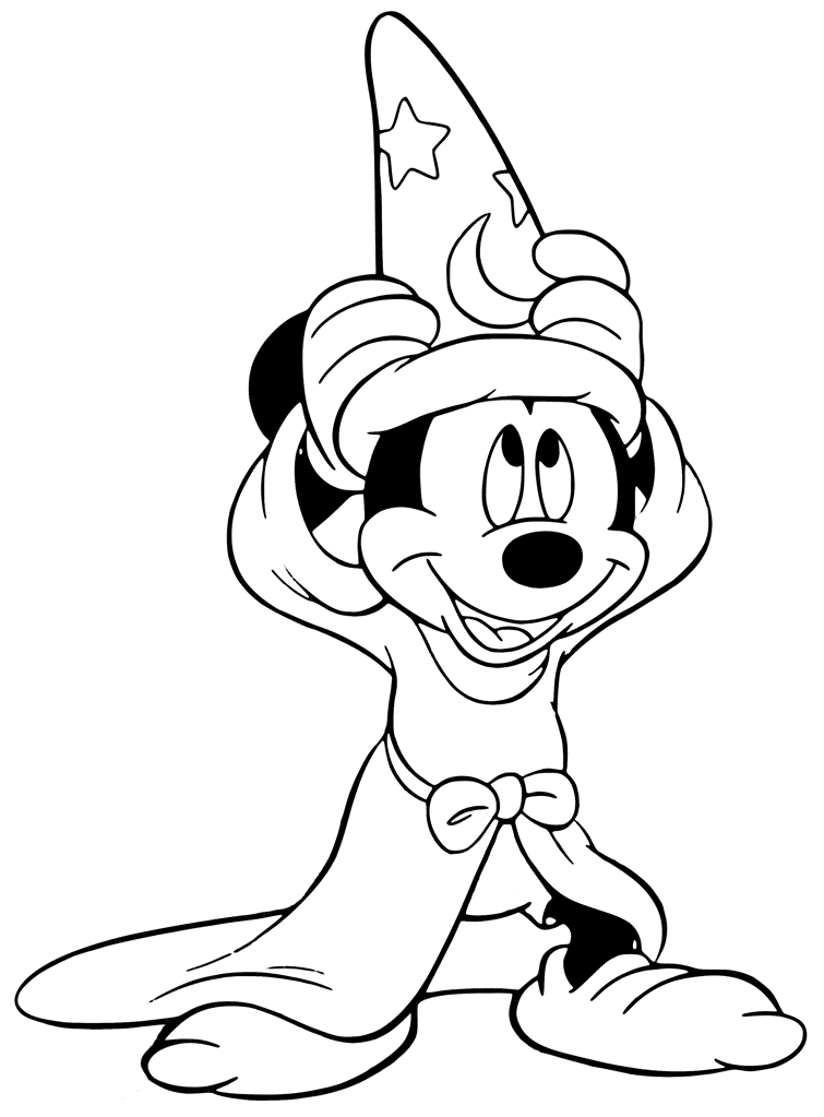 Mickey Mouse In Fantasia Coloring Page