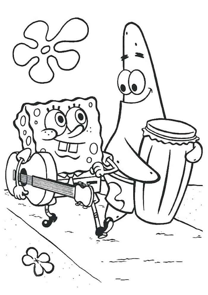 Patrick Star Musician Coloring Page