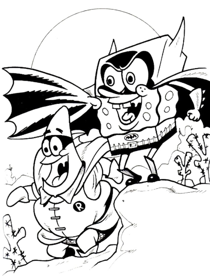 Patrick Star Superhero Coloring Page