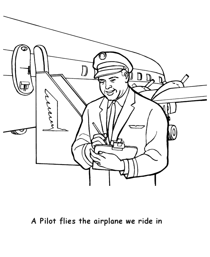 Pilot Flies The Airplane Coloring Page