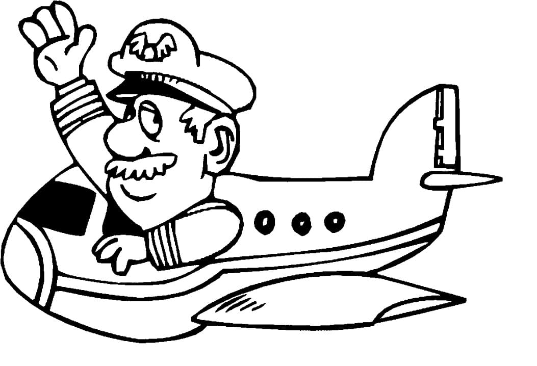 Pilot Waving Coloring Page