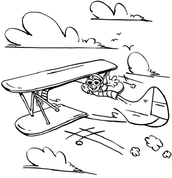 Pilot In Airplane Coloring Page