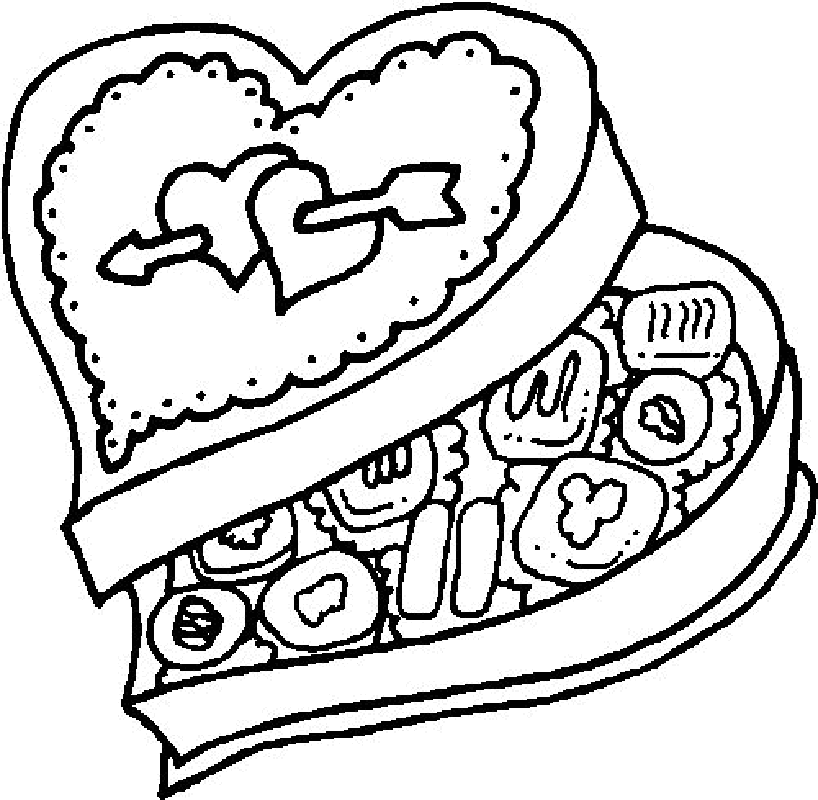 Valentines Box Of Chocolate Coloring Page