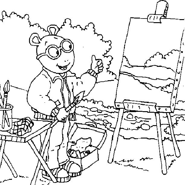 Arthur Painting Coloring Page