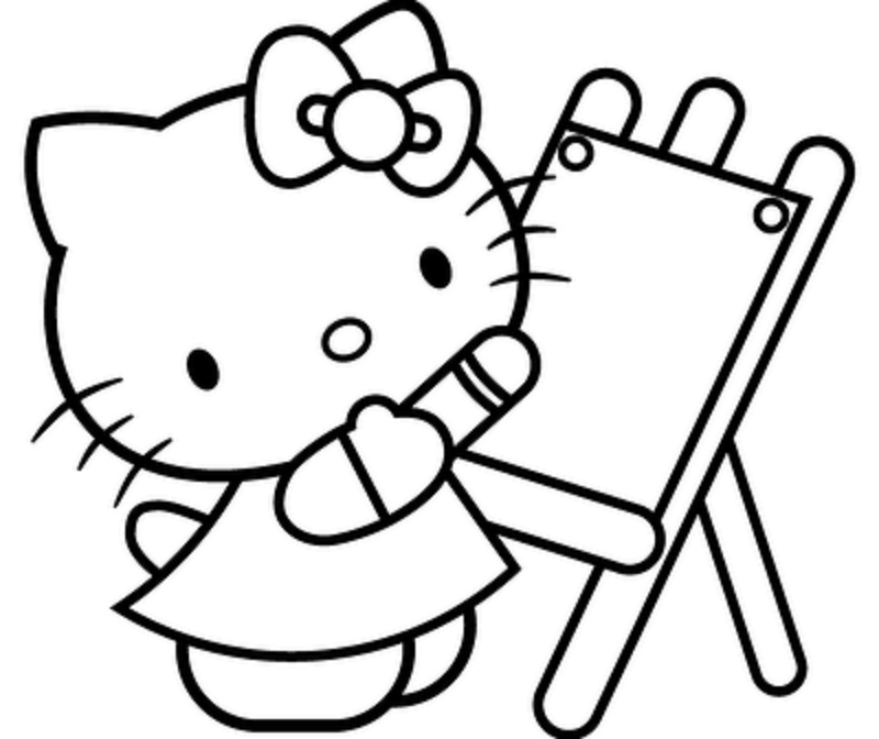 Artist Hello Kitty Coloring Page