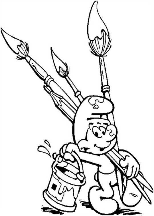 Artist Smurf Coloring Page