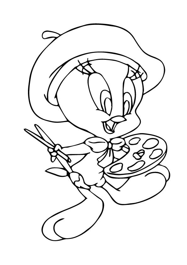 Artist Tweety Coloring Page