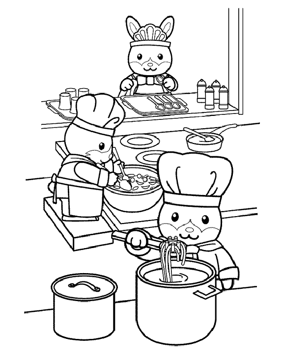 Bunny Chefs Coloring Page