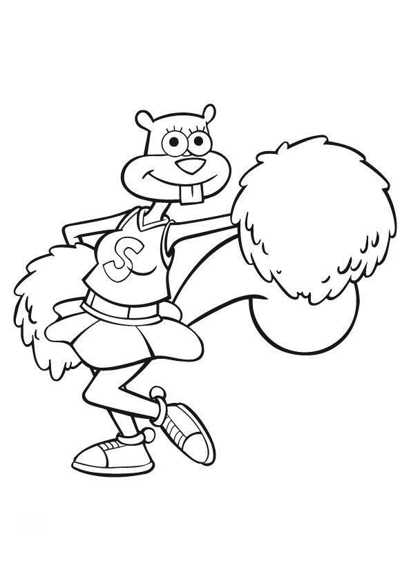 Cheerleader Sandy Cheeks Coloring Page