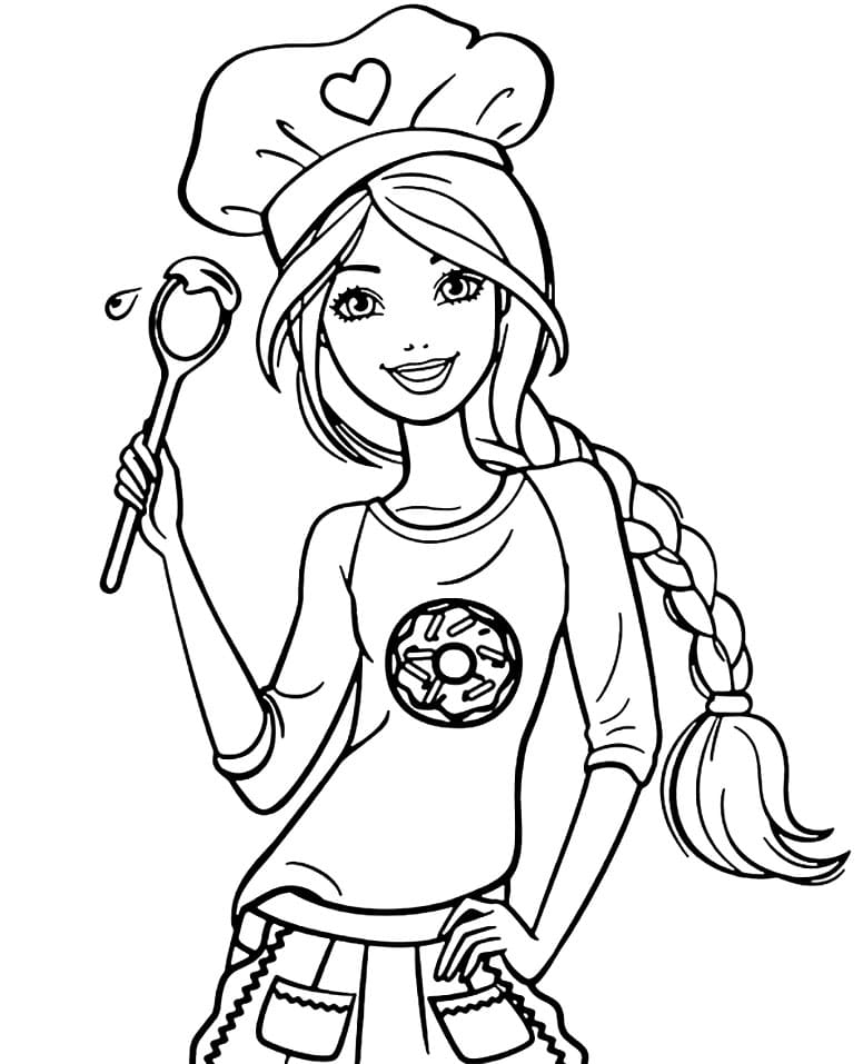Chef Barbie Coloring Page