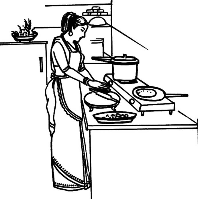 Chef Cooking At Stovetop Coloring Page