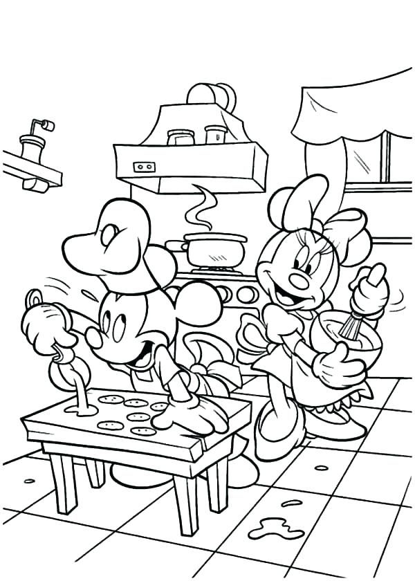 Chef Mickey And Minnie Coloring Page