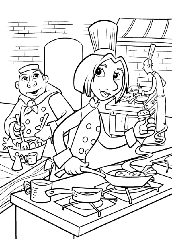 Chef In The Kitchen Coloring Page