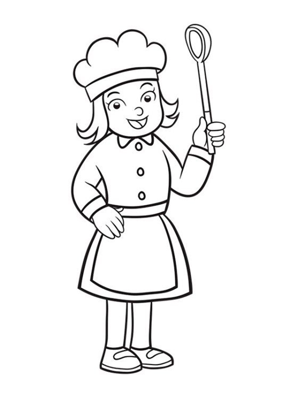Chef With Spoon Coloring Page