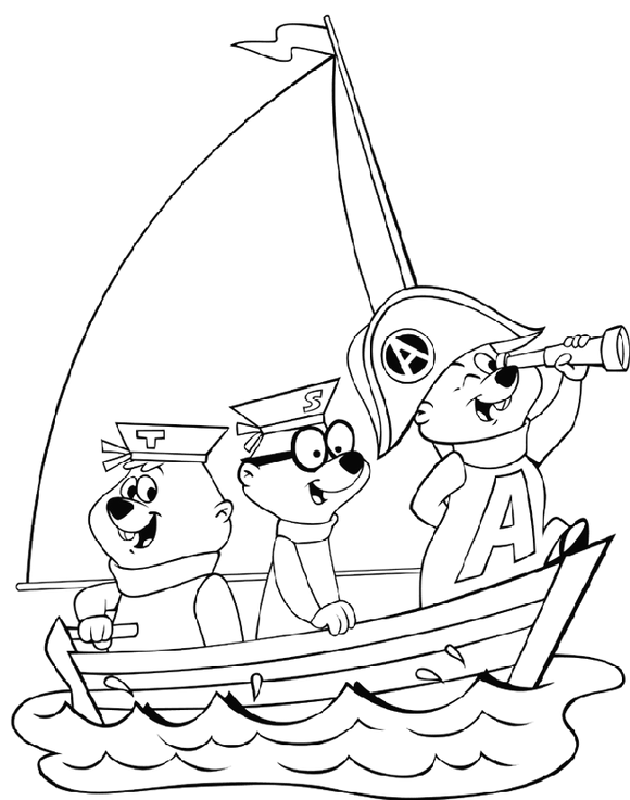 Chipmunks On A Boat Coloring Page