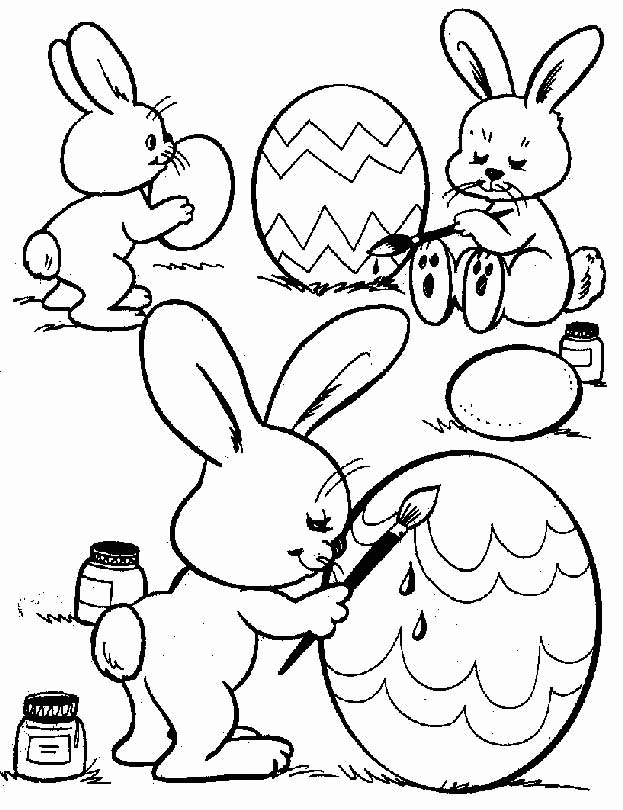 Easter Bunny Artists Coloring Page