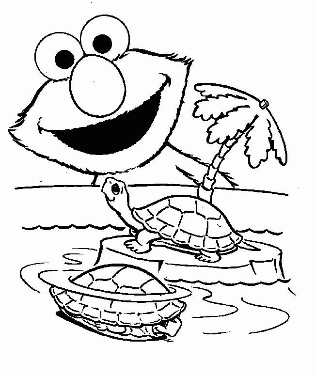 Elmo Likes Turtles Coloring Page