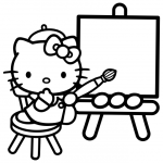 Hello Kitty Artist Coloring Page
