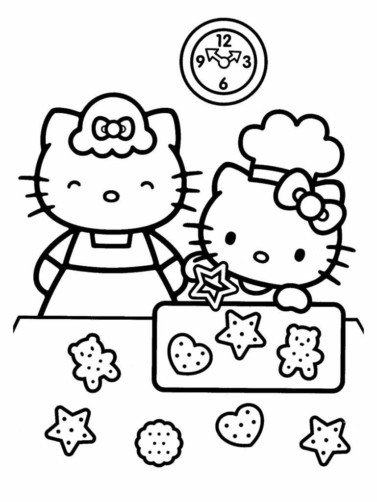 Hello Kitty Baking Coloring Page