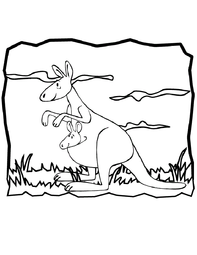 Kangaroo Desert Animal Coloring Page