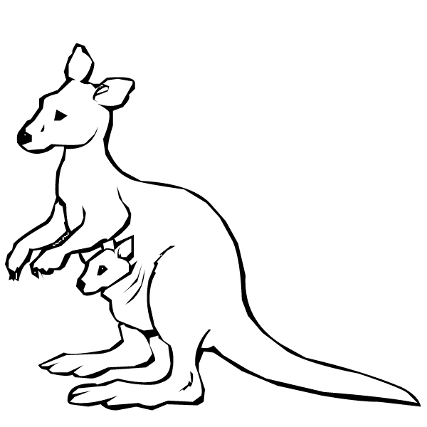 Kangaroo And Baby Desert Animal Coloring Page