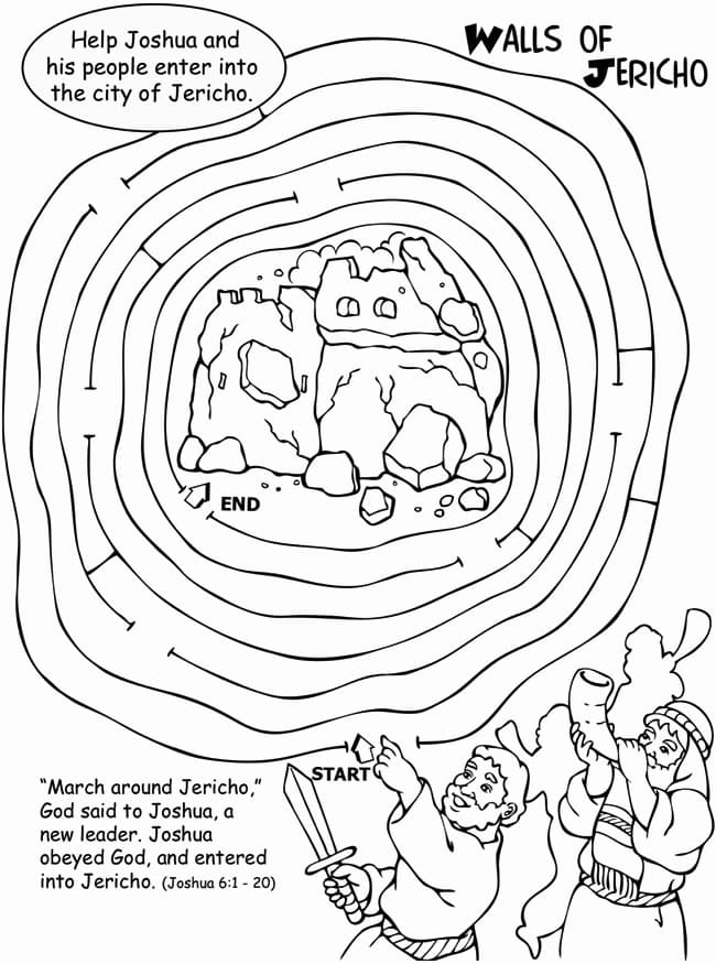 March Around Jericho Maze Coloring Page