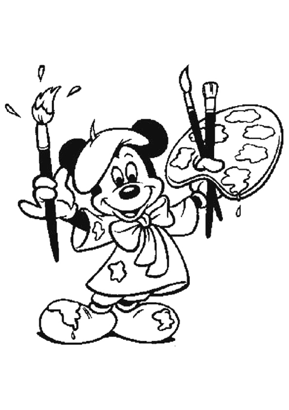 Mickey Mouse Artist Coloring Page