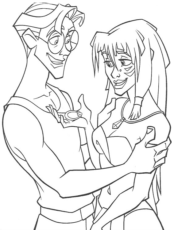 Milo And Princss Kida Atlantis Coloring Page