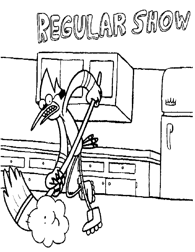 Mordecai Sweeping Coloring Page