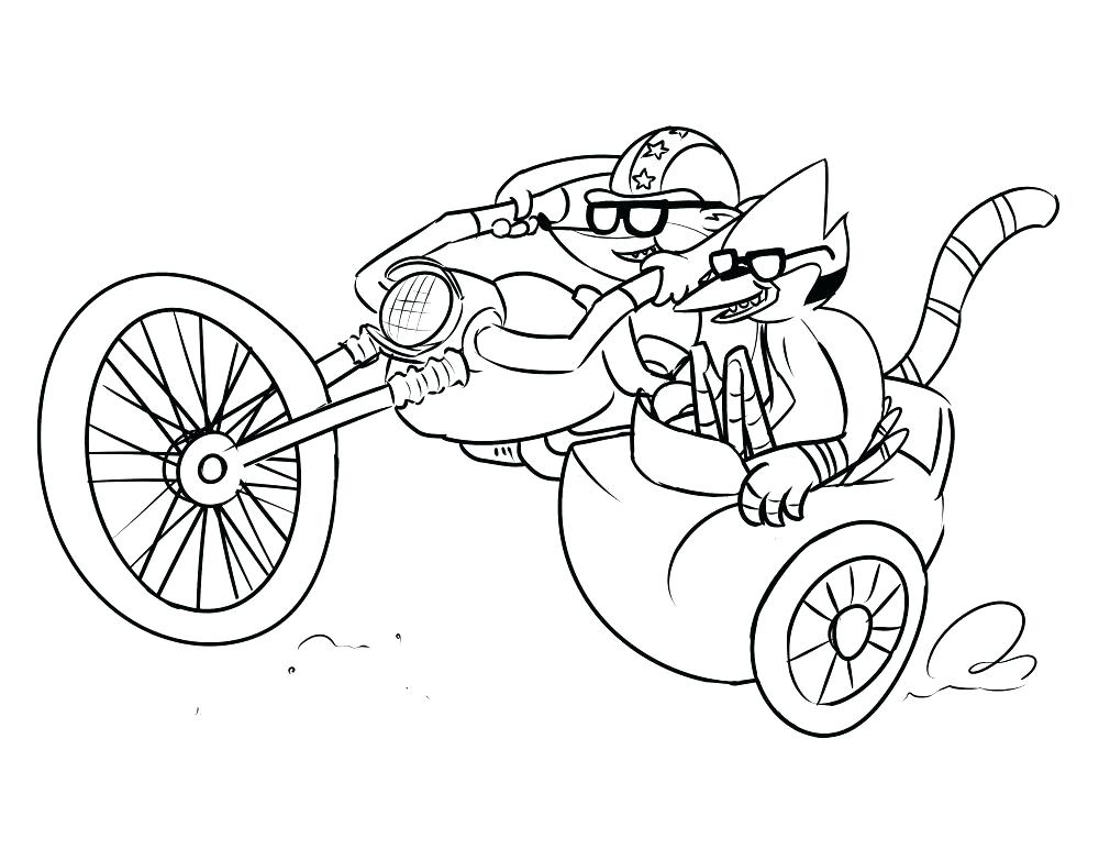 Mordecai And Rigby On Motorcycle Coloring Pgea