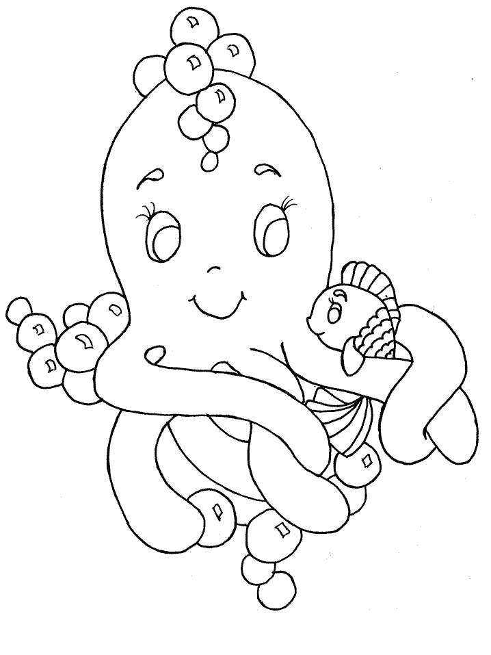 Octopus And Fish Friends Coloring Page