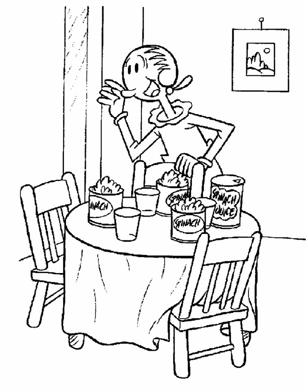 Olive Oil Makes Popeyes Spinach Coloring Page