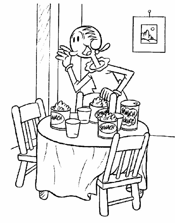 Olive Oil Makes Popeyes Spinach Coloring Page