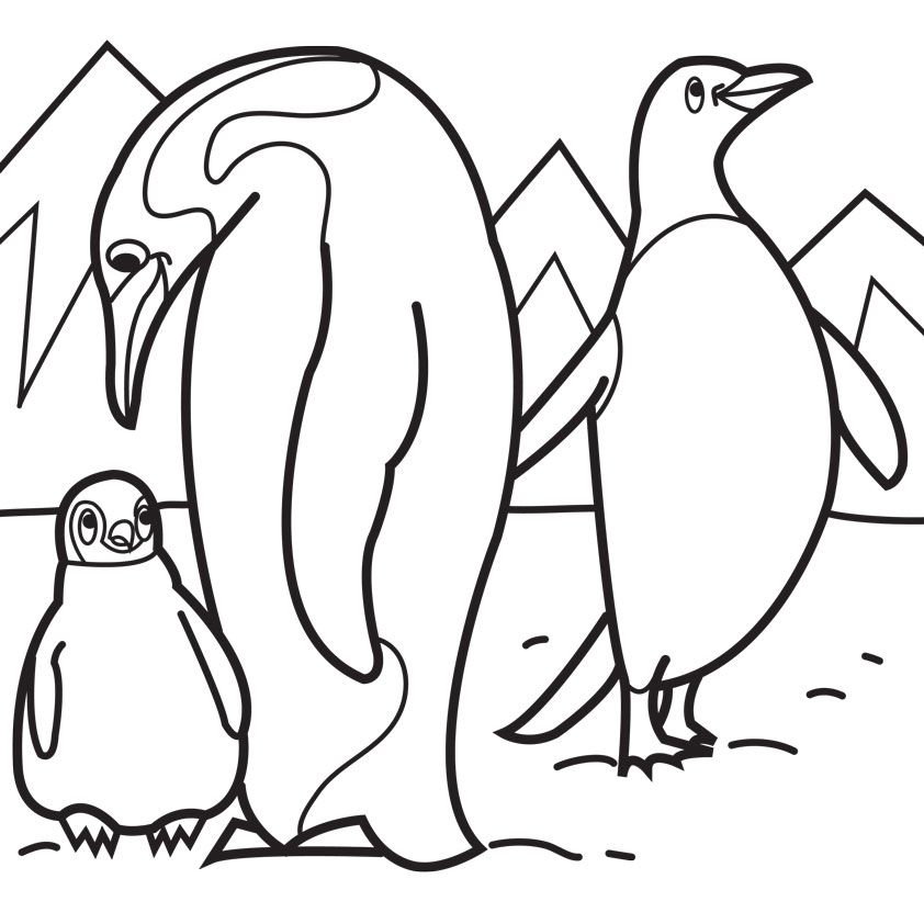 Penguin Family Coloring Page