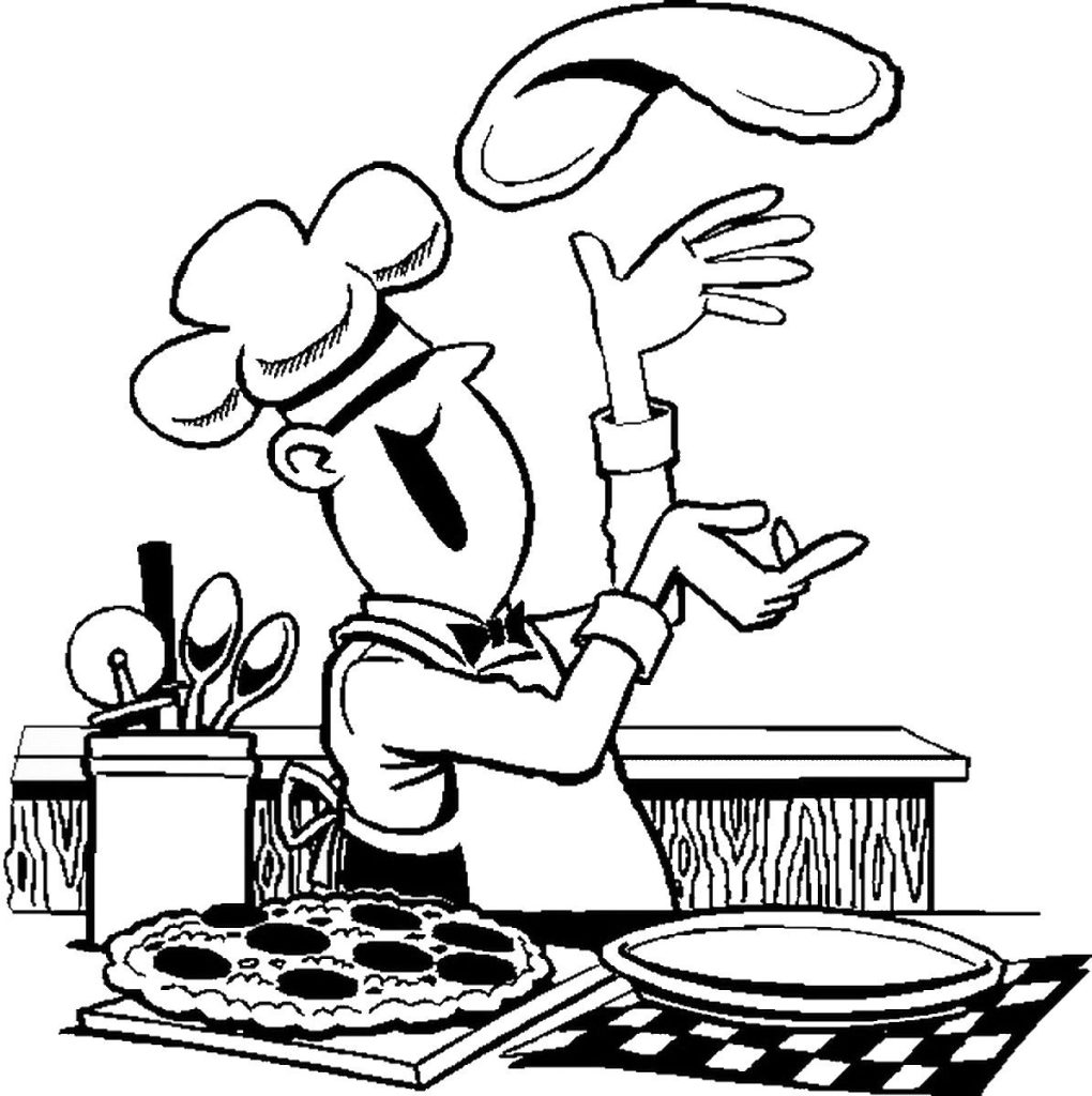 Pizza Chef Coloring Page