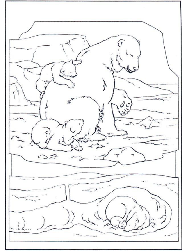 Polar Bear Family Coloring Page