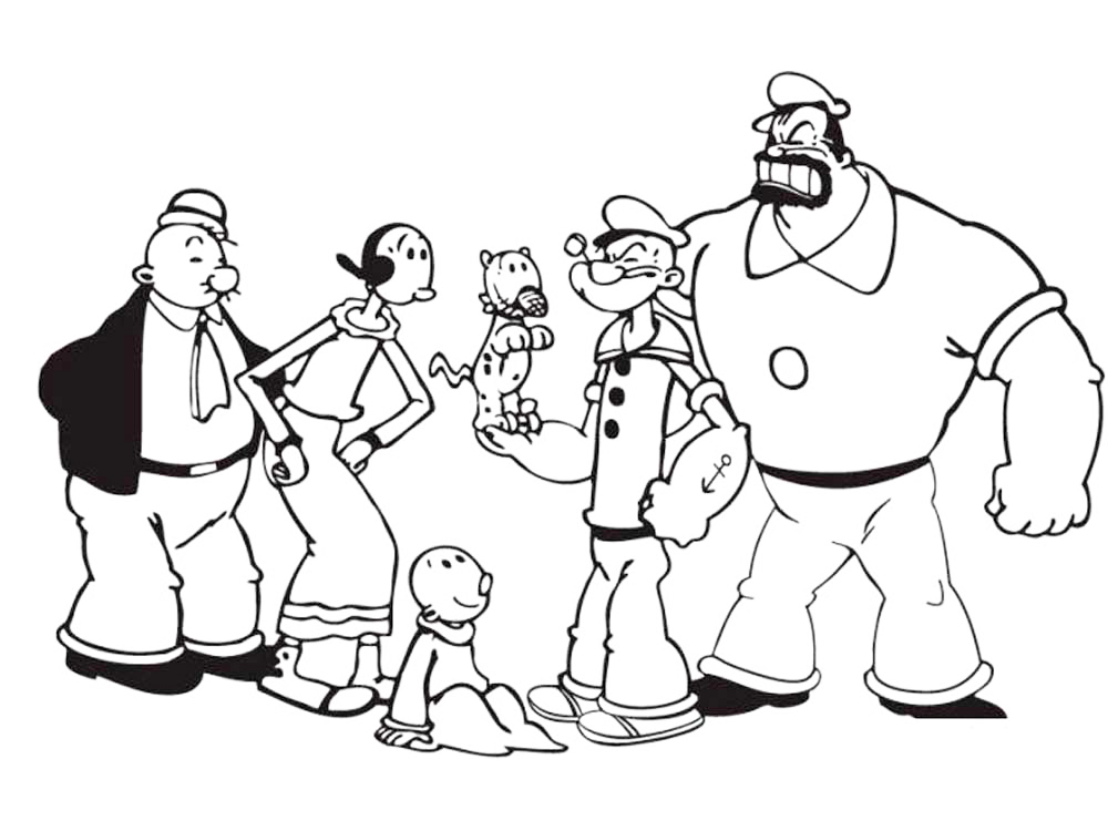 Popeye Characters Coloring Page