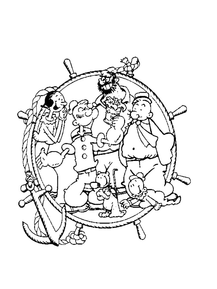 Popeye Characters Coloring Pages