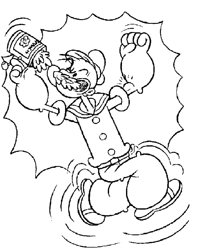 Popeye Eating Spinach Coloring Page