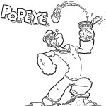 Popeye Eating Spinach Coloring Page