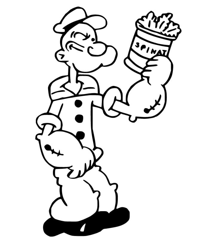 Popeye And Can Of Spinach Coloring Page