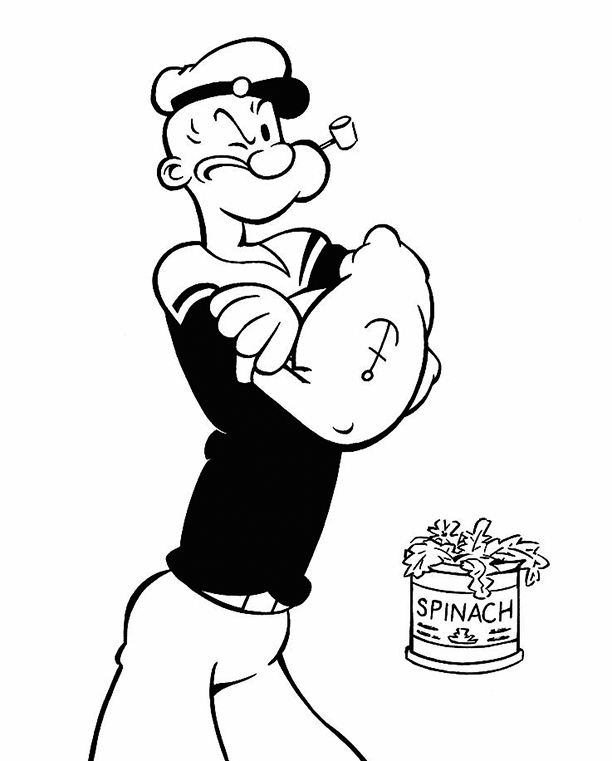 Popeye And Spinach Coloring Page