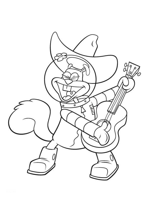 Sandy Cheeks Playing Coloring Page