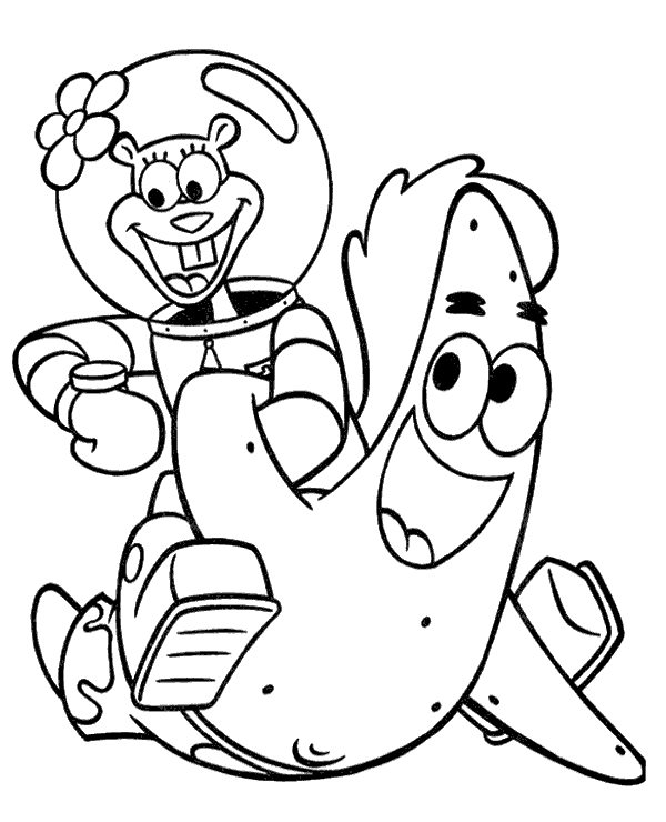 Sandy And Patrick Spongebob Coloring Page