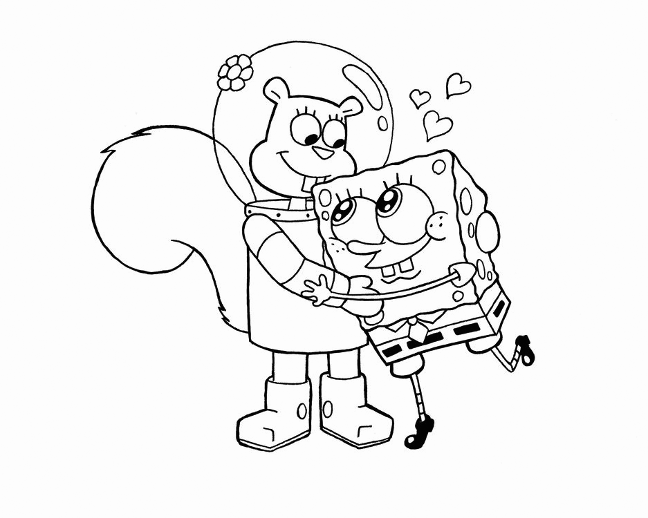 Sandy And Spongebob Coloring Page