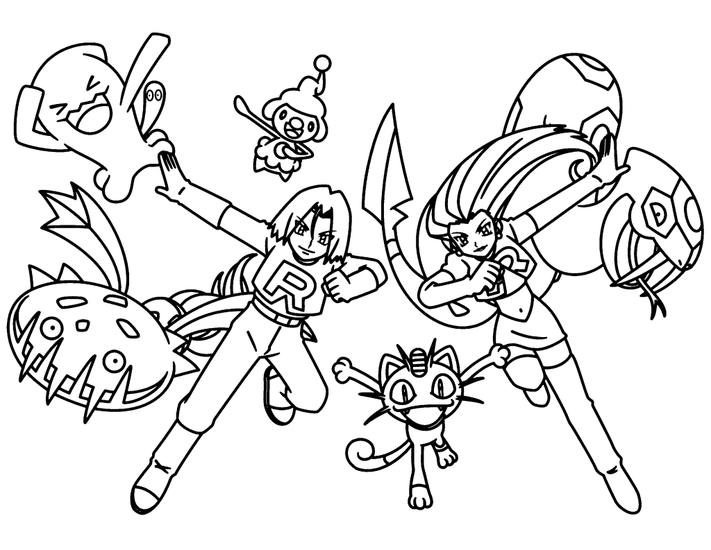 Team Rocket Action Coloring Page